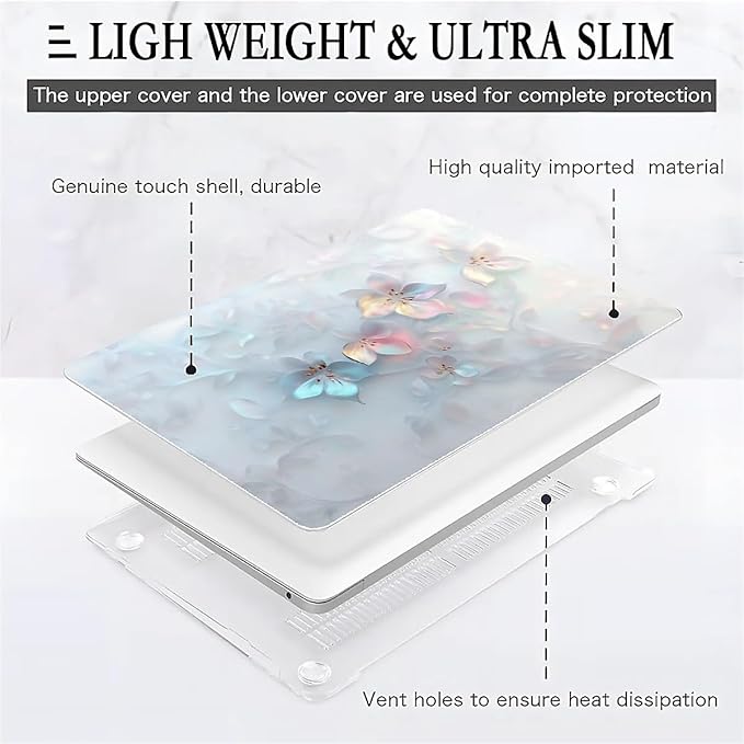 COTAIL Compatible with MacBook Air 13.3 13.6 Inch Case 2022 2021 2020 2019 Plastic Hard Shell Case Cover,13.6 Air (A2681) M2 2022, Floral