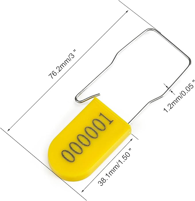 LeadSeals 1000PCS Plastic Padlock Security Seals Metal Wire Padlocks Electric Meter Seal Disposable Anti-Tamper Lock Numbered Anti Tamper Tag Hasps Yellow