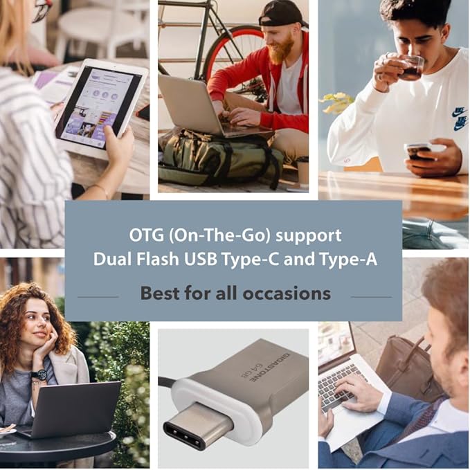 GIGASTONE 64GB Nano Luxus Dual USB Flash Drive, USB-C & USB-A, 100MB/s High-Speed Storage, Metal Design