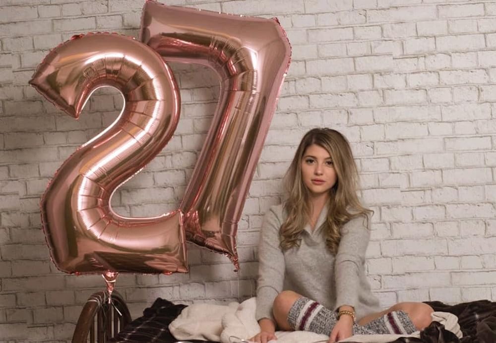 Regine Switzerland 40-Inch Rose Gold Number 27 Balloons - Perfect for Birthday, Wedding & Graduation Celebrations