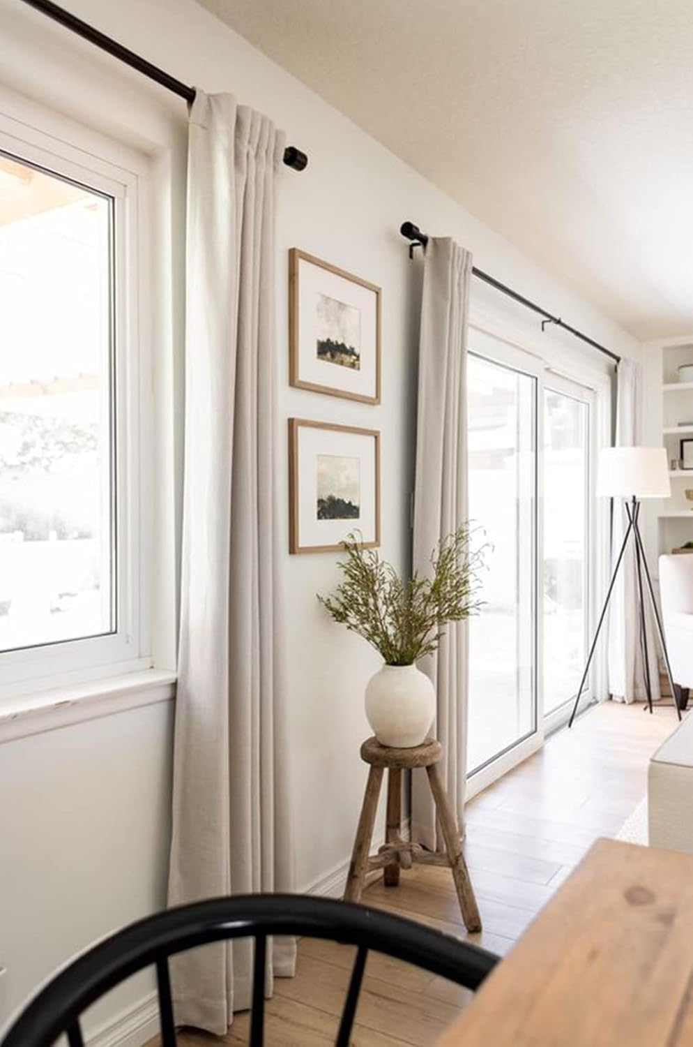 Skiennix 100% Blackout Linen Curtains - Thermal Insulated Drapes for Bedroom | 50" W x 72" L, Cream