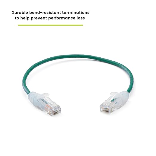 TRUECABLE Cat6 Component Rated Patch Cable, Unshielded (U/UTP), 1ft, Green, 28AWG Stranded Pure Copper, Snagless 10G High-Speed Ethernet Cable, PoE++ 4PPoE 100W, UL Listed, RoHS-3, 1 Pack