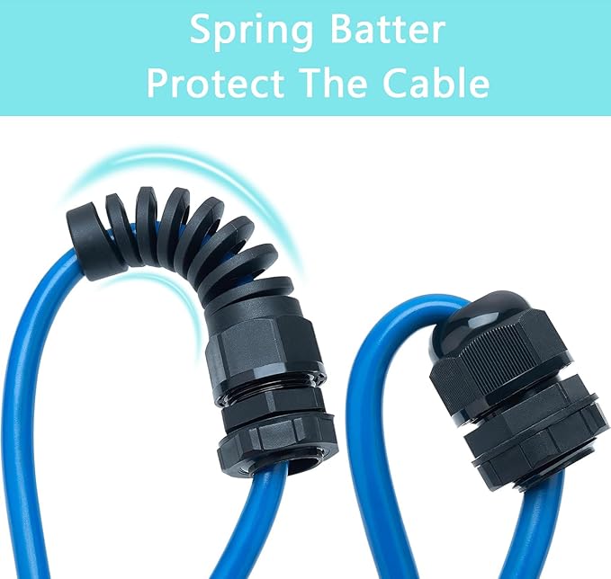 Aandxmok 20 Pcs Black Nylon Cable Gland, PG7 Thread, Made of PA66 Material, High Wear Resistance and Chemical Resistance, Suitable for Various Electrical Installations