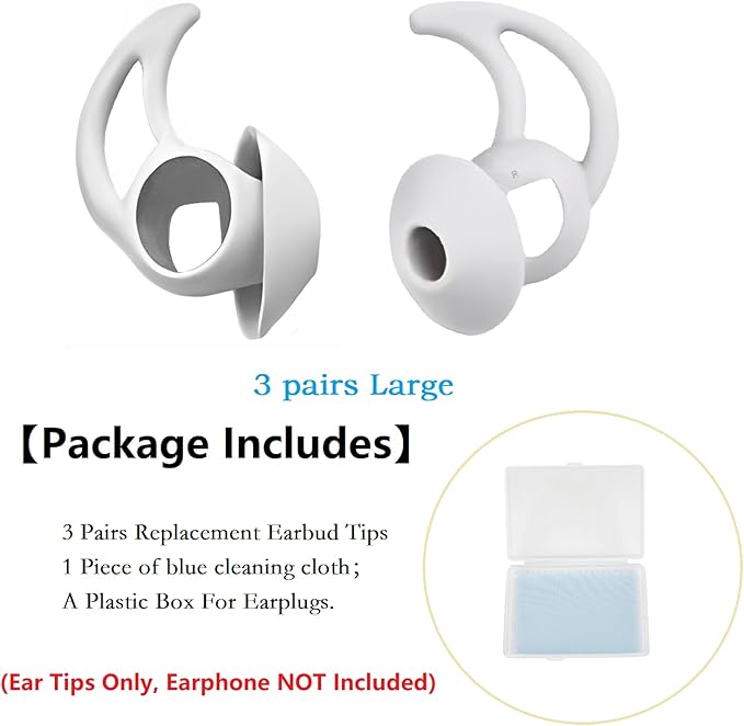 CYADCI 3 Pairs Earbuds Replacement Tips Large，Silver Earbud Tips ，Silicone Eartips Compatible with Bose QuietComfort and Sport Earphones