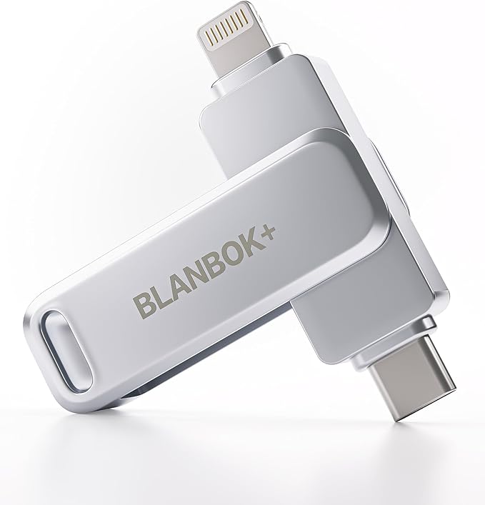 BLANBOK+ MFi Certified 128GB Flash Drive for iPhone Photo Stick, USB Thumb Drive Memory Stick High Speed USB Drive Photo Storage for iPhone USB Stick Compatible for iPhone/iPad/Android/PC, BLA231