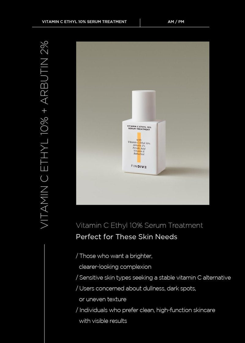 FINDIVE OFFICIAL Vitamin C Ethyl 10% Serum Treatment, Face Dark Spot Corrector and Anti Aging, Uneven Skin Tone, Hydrating Glow, Korean Skincare 1.01 fl.oz