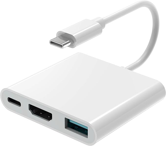 USB-C Digital AV Multiport Adapter, 4K@60Hz, 3-in-1 USB C to HDTV Adapter, 100W PD Charging and USB 3.1 Port, USB C Hub Compatible with iPhone 16/15, iPad Pro, MacBook, Samsung