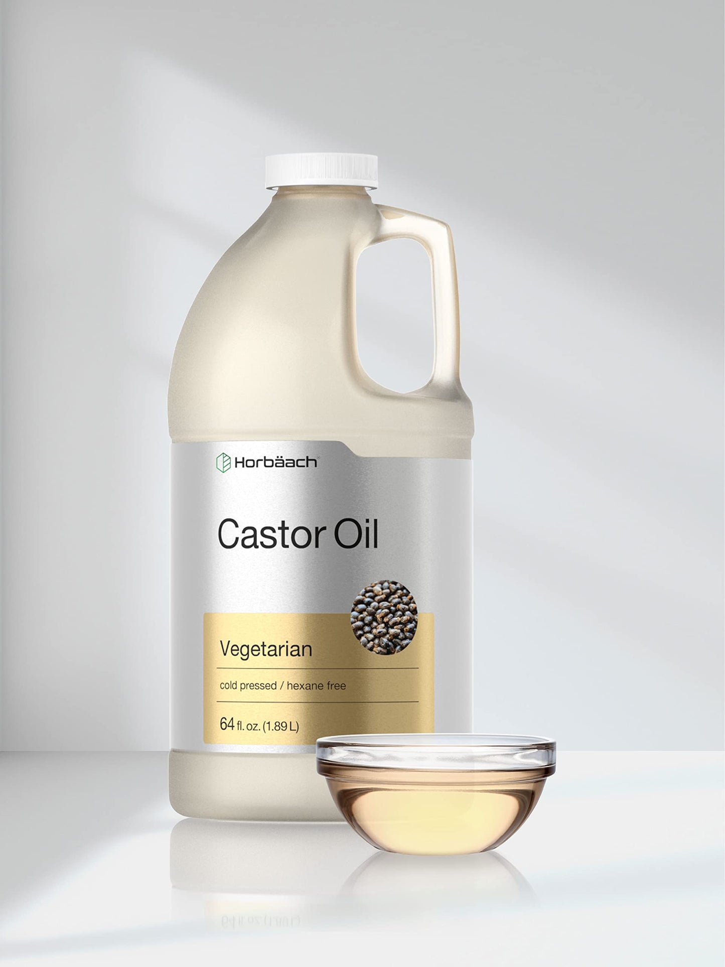 Horbäach Castor Oil 64oz | for Hair, Eyelashes & Eyebrows | Hexane Free & Cold Pressed | Vegetarian, Non-GMO