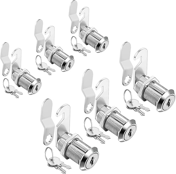 Sartatue Cabinet Cam Locks Keyed Alike, 1-1/8'' Fits on7/8'' Max Door Thickness, Secure File Drawer Mailbox RV Storage Replacement Set, Zinc Alloy (1-1/8 Inch 6Pcs)