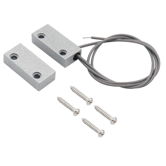 FOCMKEAS Magnetic Reed Switch Wired Surface Mount Normally Open NO Contact Sensor Alarm Magnetic Door Switch with 2 Wires, Zinc Alloy Sliver, MC-51