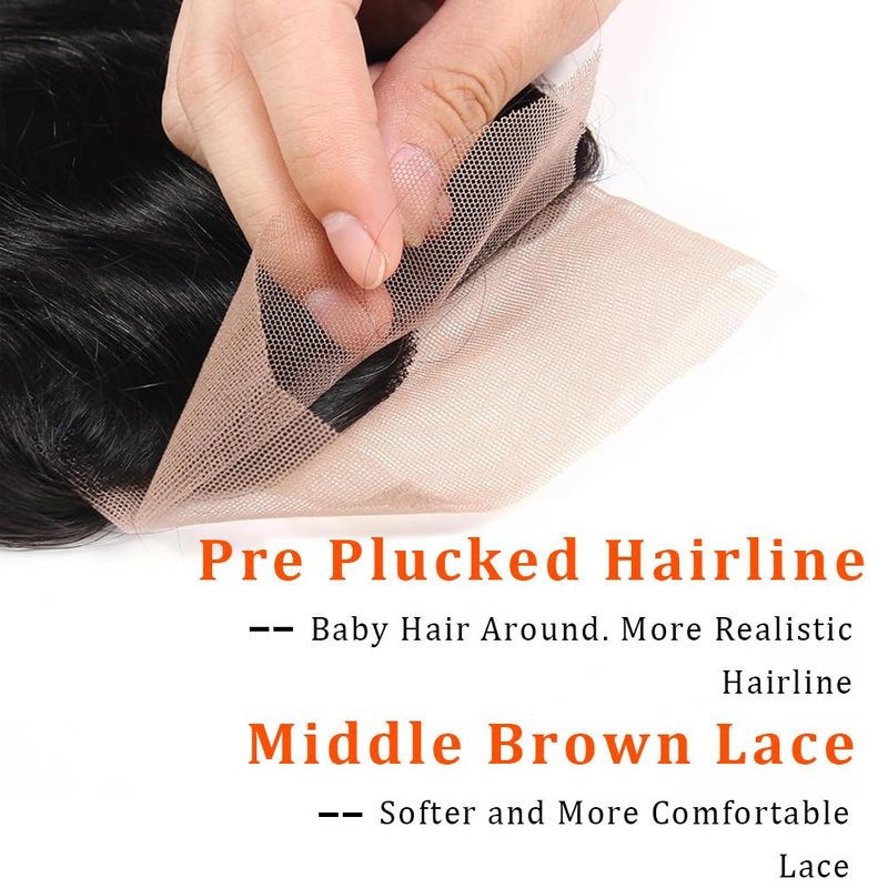 Lace Frontal Deep Wave 14 Inch | 150% Density Unprocessed Brazilian Human Hair with Baby Hair for Black Women