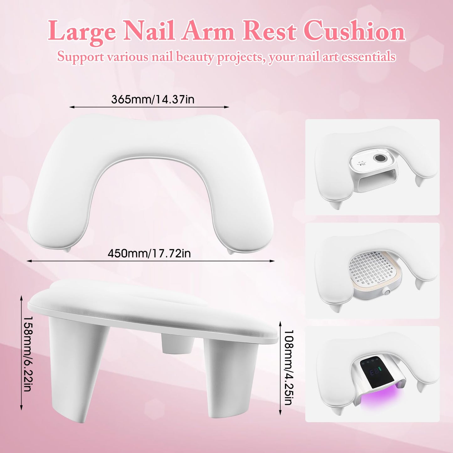 Manicure Nail Arm Rest for Clients, U shaped Nail Hand Rest Stand for Nails Tech, Professional PU Leather Nail Tech Arm Rest with Detachable Nail Holder Cushion for Nail Foot Hand Salon Home Use