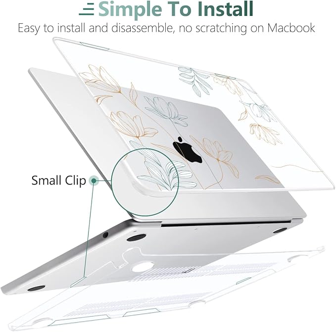 MEEgoodo Case for M5/M4/M3/M2 MacBook Air 13 inch 2026 2025 2024 2022, Fit Model A3449/A3240/A3113/A2681, Case Compatible with MacBook Air 13.6-inch, Engraving Floral