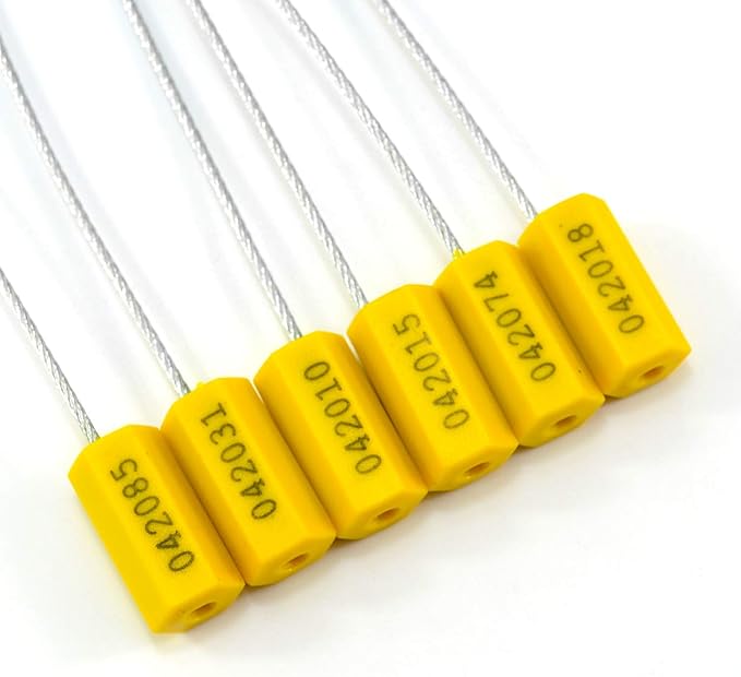 1000PCS Yellow Steel Cable Seals Metal Security Seal Numbered Metal Truck Trailer Seals Security Tags Tamper Evident Tags Container Seals Pull Tight Steel Wire Seals