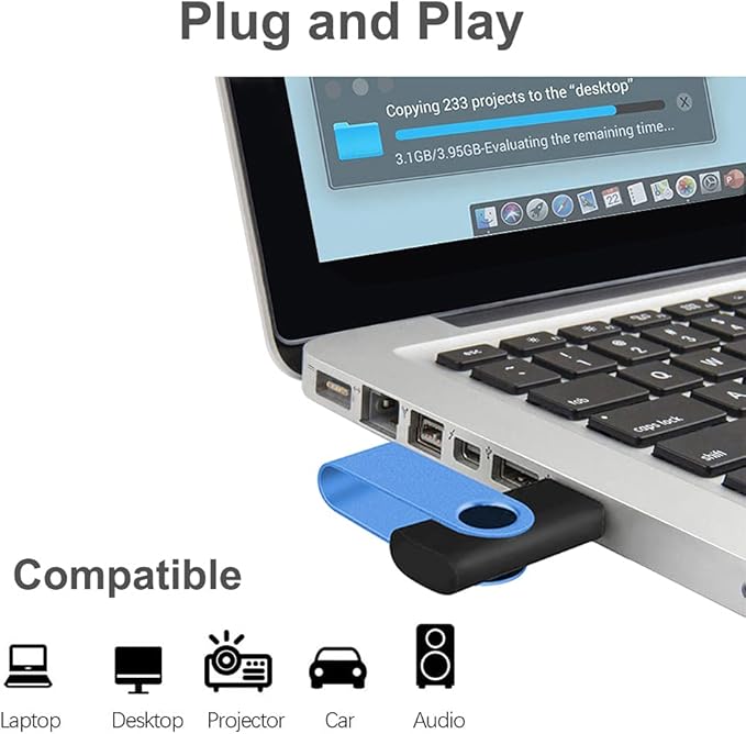 ABLAZE 2GB Flash Drive 20 Pack, USB 2.0 Memory Stick with Lanyards Swivel Thumb Drives Bulk Pendrive U Disk for Data Storage (Blue)