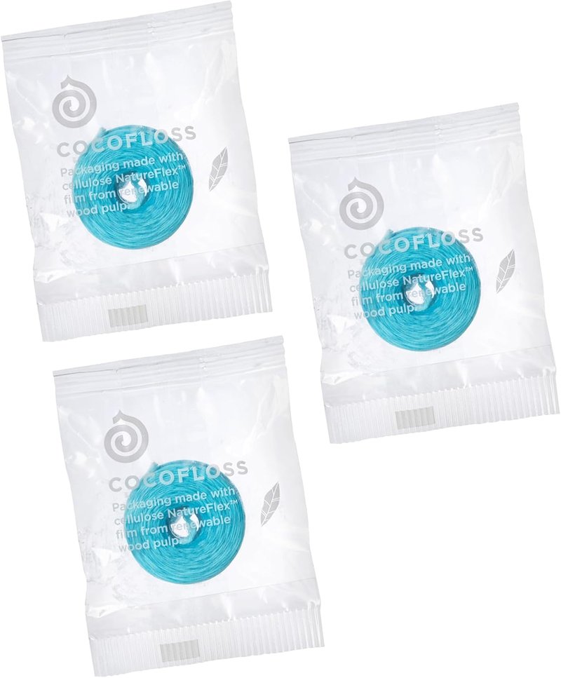 Cocofloss Expanding Woven Dental Floss Refill - Waxed Mint Tooth Floss for Daily Oral Care | Vegan, 3 Pack