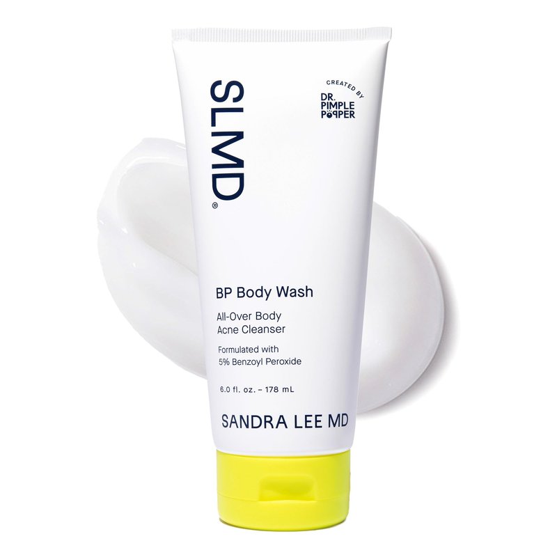 SLMD by Dr. Pimple Popper BP Body Wash â 5% Benzoyl Peroxide Exfoliating Cleanser for Clearer, Smoother-Looking Skin â 6 fl. oz Skincare