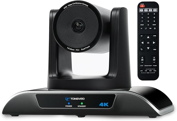 TONGVEO 4K PTZ Camera with AI-Powered Auto-Tracking & Gesture Control 5X Digital Zoom USB 3.0 120-Degree Wide-Angle PTZ Webcam for Video Conference YouTube/Teams/Zoom Meeting Live Streaming