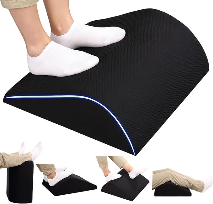 Opuvidity Foot Rest for Under Desk at Work, Ergonomic Under Desk Footrest with Washable Cover for Office, Home & Gaming Leg Elevation Pillow Black