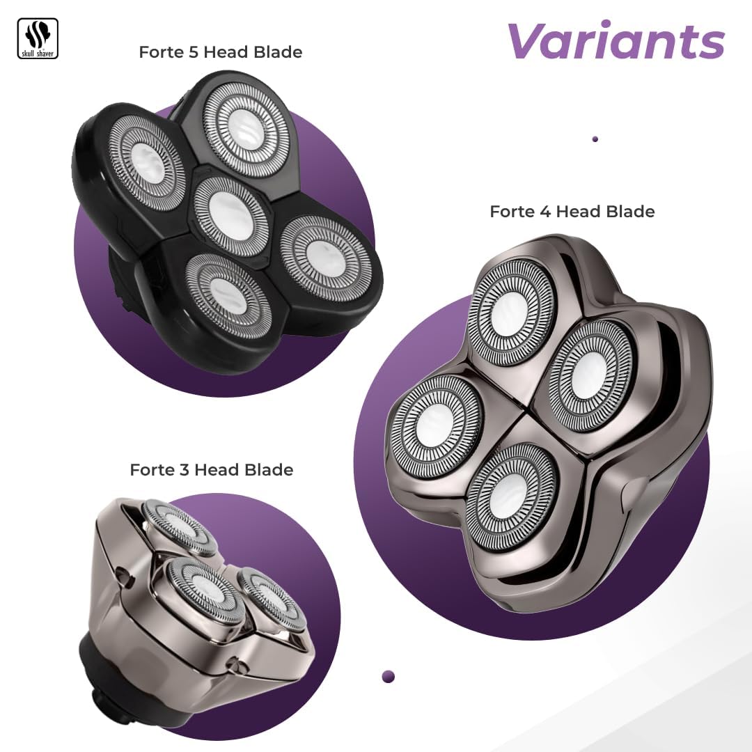 Skull Shaver Forte PRO 3 Head Replacement Blade - Hypoallergenic Stainless Steel - Faster Shaving - Contour Flexibility - Easy Maintenance