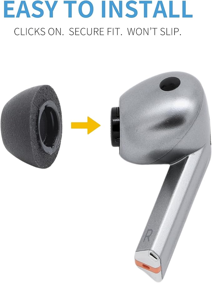 Comply TrueGrip | Premium Memory Foam Replacement Earbud Tips for Samsung Galaxy Buds4 Pro & Buds3 Pro | Long-Lasting Comfort, Secure Fit, Noise Isolation | Black (S/M/L) (3 Pairs)