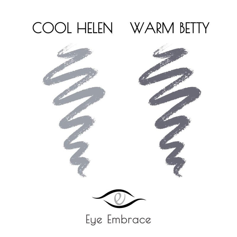 Eye Embrace Light Gray Eyebrow Pencils: Warm Betty & Cool Helen 2 Pack Bundle - Waterproof, Double-Ended Automatic Angled Tip & Spoolie Brush, Cruelty-Free