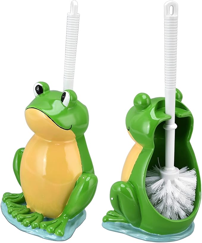 Frog Shape Toilet Brush Set, Creative Bathroom Cleaning Brush with Holder, Ergonomic Handle, and Space Saving Design for Effective Cleaning