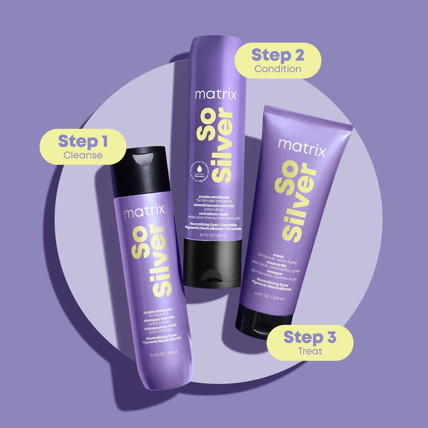 Matrix So Silver Purple Shampoo - Neutralizes Yellow Tones, Color Depositing, Brightening & Toning, Strengthens and Adds Shine, For Color Treated, Blonde, White and Platinum Hair, Vegan, 33.8 Fl Oz