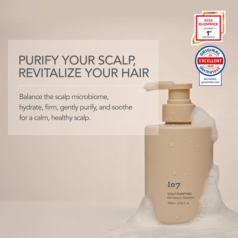 107 Clarifying Shampoo - Purifying Shampoo for Build Up, Dirt, Oil, Itchy, Dry Scalp – Fermented Vinegar & Ginseng for Refreshed & Revitalized Scalp - Paraben, Phthalate and Sulfate Free (12.84oz)