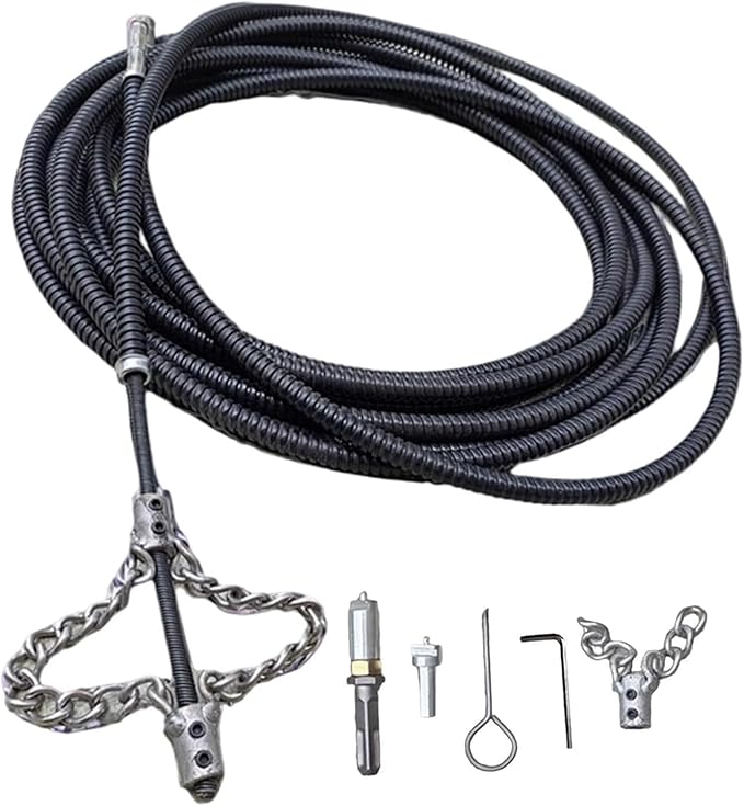 Flex-Shaft Sewer Descaling Chain,Drain Clog Remover,Gutter Cleaning Tools Drain Cleaner for Toilet Shower Kitchen Bathroom Tub Clogged Drains Opener Tool(200cm,Black)