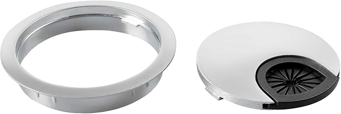 aoozleny Desk Grommet for Wire Organizer,PC Computer Desk Plastic Grommet Cord, Tidy Cable Hole Cover Organizers,2 Pack (53mm, Silver)