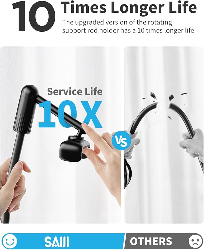 SAIJI Gooseneck Phone Holder for Bed, 360° Rotate Support Rod One-Hand Adjustable Cell Phone Stand, Compatible with All 4.7-7" Devices (White)