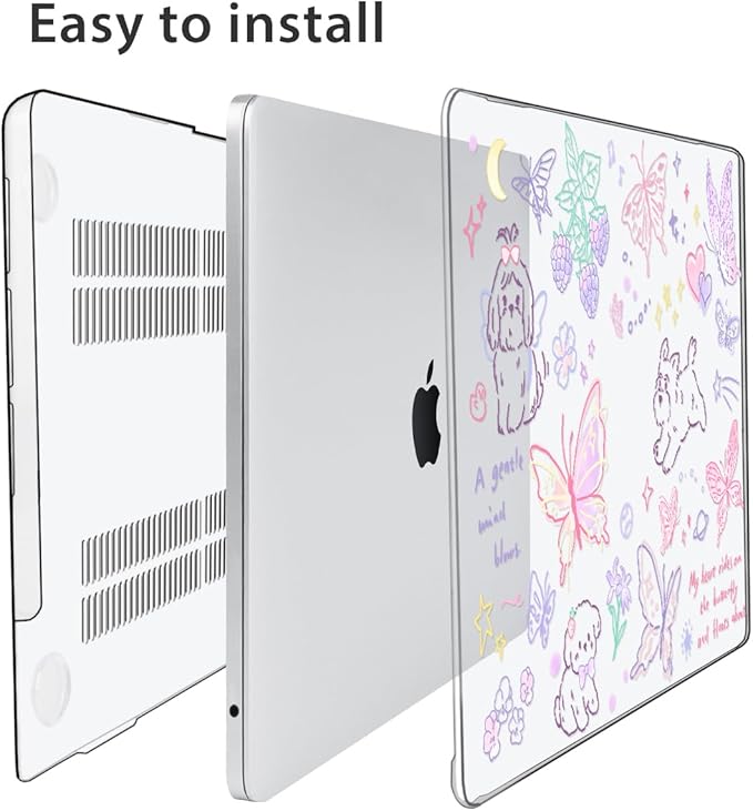 HOHAIYOO for 2026 2025 2024-2022 MacBook Air 13 inch Case M5 A3449 M4 A3240 M3 A3113 M2 A2681 with Touch ID& 13.6" Liquid Retina Display, Hard Shell&Keyboard Cover&Screen Film&Webcam Cover, Cute Puppy