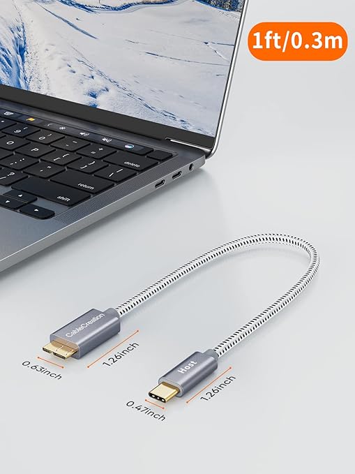 CableCreation USB C to Micro B Short Cable 1FT, 10G Micro B to USB C External Hard Drive Cable for iPhone 15/16/17,Samsung Galaxy S24,Seagate WD Westgate My Passport,MacBook Pro/Air, iPad/Tablet