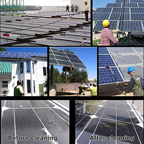 Glass Cleaning Brush Home Water Fed Telescopic Pole Kit Solar Panel Brush Rotating for Photovoltaic Panelï¼Telescopic Window Cleaning Pole with Large Brush Head 5m Extendable Pole for Solar P