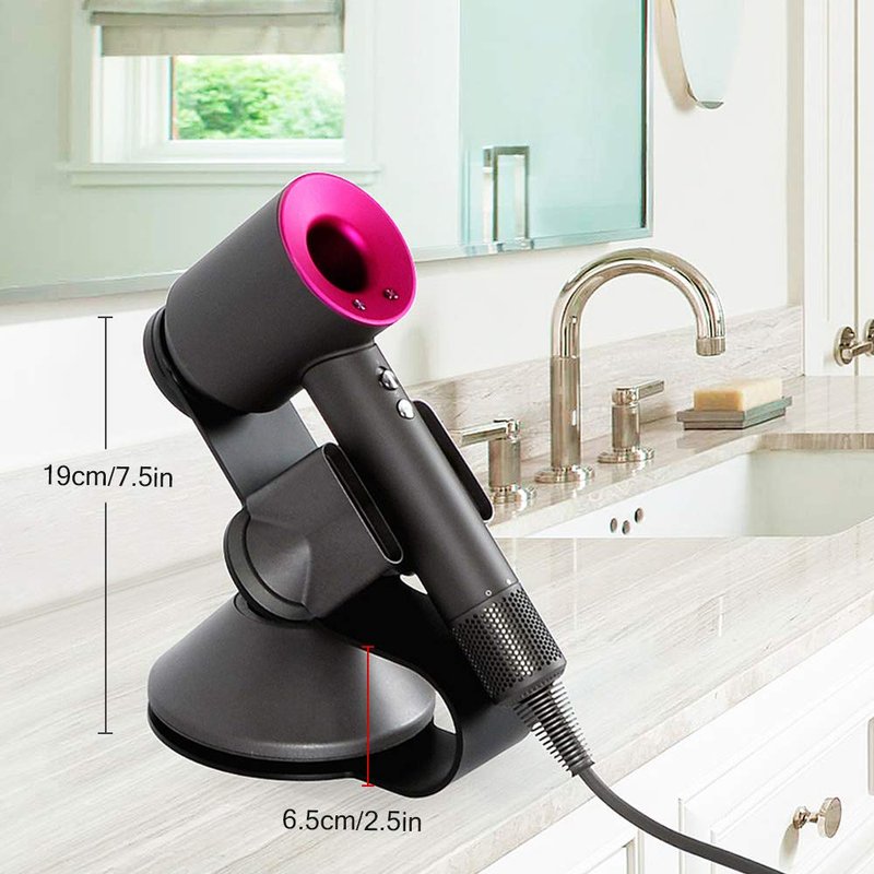 ANQIA Hairdryer Stand Holder for Dyson,Magnetic Carbon Steel Bracket Power Plug Holder,Bathroom Organizer for Dyson Supersonic Hairdryer, Diffuser and Two Nozzles (Black)