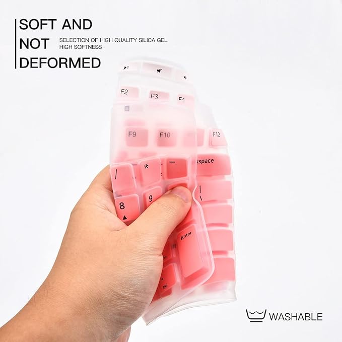 Keyboard Cover for Logitech MK370 MK295 MK270 K270 Keyboard, Logitech MK370 MK270 K270 Keyboard Skin Protector - Gradual Pink