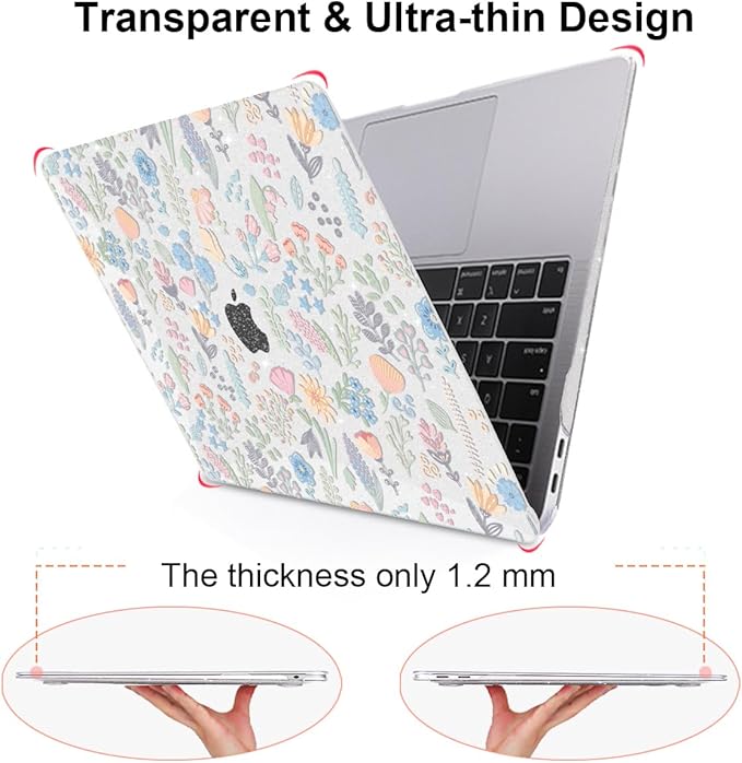 LCMOCICO for MacBook Air 13 inch Case 2021 2020 2019 2018 Model M1 A2337 A2179 A1932 with Retina Display & Touch ID, Shiny Pattern Plastic Hard Shell Case Keyboard Skin Cover, Starry Sky Flowers