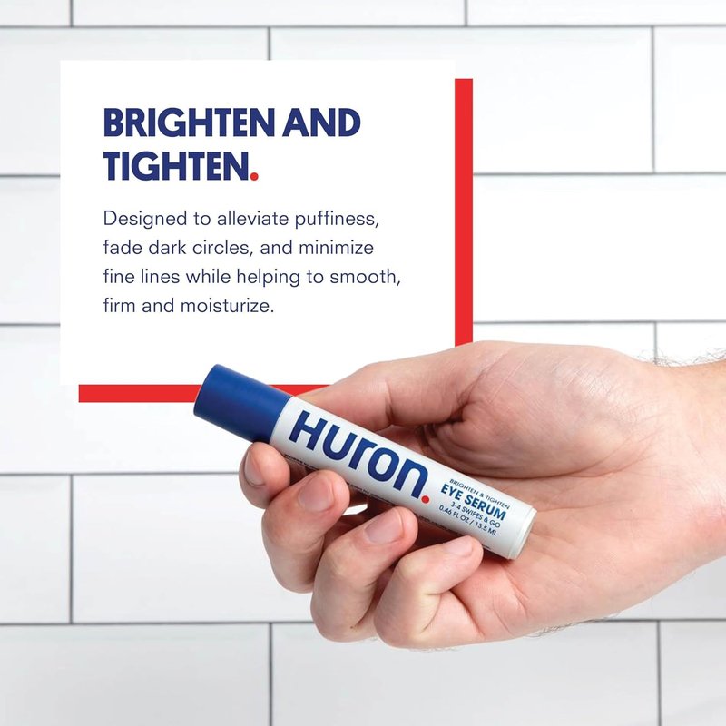 Huron Advanced Brighten & Tighten Eye Serum – Under Eye Brightener - Reduces Dark Circles & Puffiness – Infused with Niacinamide, Hyaluronic Acid & Moringa Oil – Rollerball Applicator – 13.5 ml - Pair