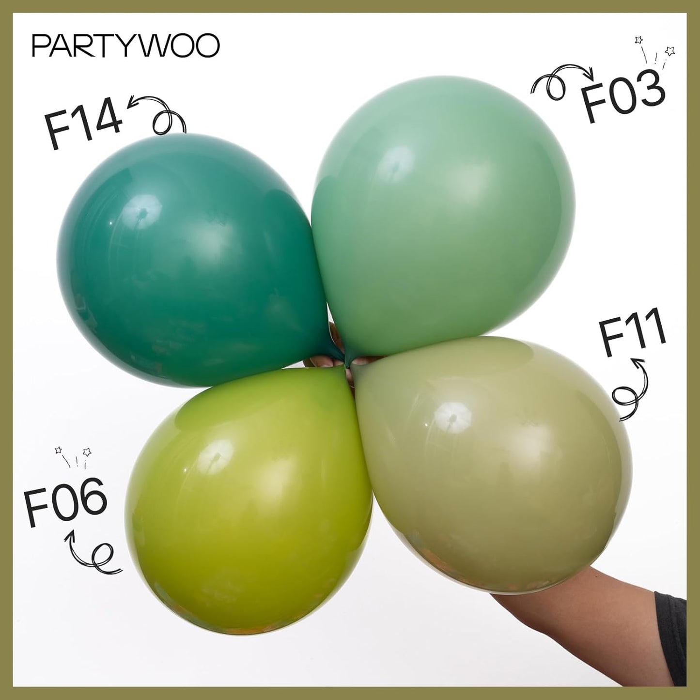 PartyWoo Sage Green Balloons - 50 Pcs Mini Matte Olive Green Latex for Weddings & Baby Showers