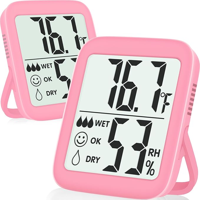 Antonki 2 Pack Room Thermometer for Home, Hygrometer Indoor Humidity Meter Gauge, Digital Temperature and Humidity Monitor Sensor for House, Terrarium, Incubator, Greenhouse - Battery Included