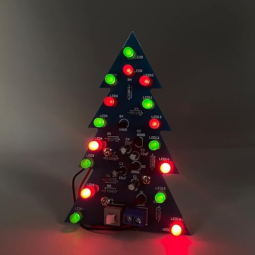 Yidab Soldering Practice Kit DIY Mini 2-Color Xmas Tree Plug-in Circuit Kit Learn Soldering Kit for Beginners
