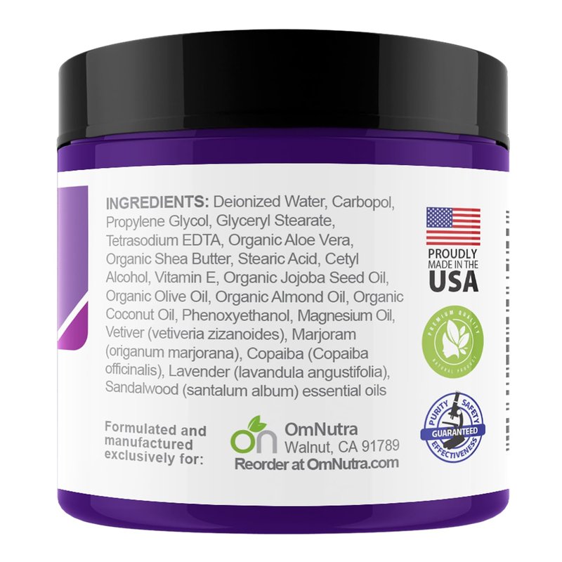 OmNutra Topical Magnesium Cream for Sleep - 4OZ Organic Based Deep Sleep Lotion with Essential Oils, Lavender - Melatonin Free, Moisturizer Night Cream for Better Sleep