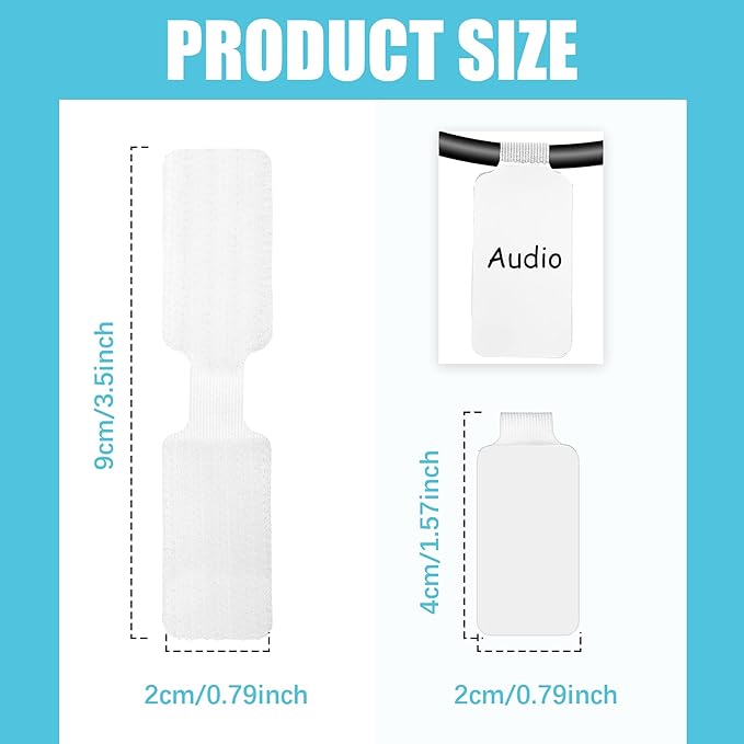 Eersida 60 Pieces Self Adhesive Cable Labels Wire Labels Nylon Writable Cord Tags Waterproof White Wire Cable Tags for Electronics Office Computers Management and Identification(Rectangle,3.54 Inch)