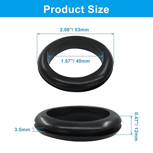 Kyuionty 6 Pcs Rubber Grommets, 1-9/16" Inside Diameter 1-3/4" Drill Hole Rubber Wire Grommets O Ring Grommets for Wire, Firewall, Cables, Plugs, Automotive(Black)