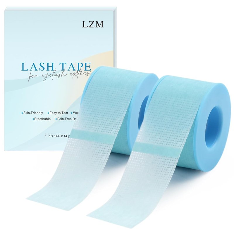 LZM Lash Tape for Eyelash Extensions - Silicone Gel, Latex-Free, Sensitive Skin | 1in x 4yd, 2 Rolls Blue