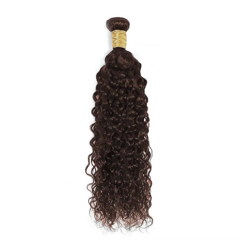 Human Hair Bundles 24 Inch Water Wave Single Bundle #4 Chocolate Brown Human Hair Unprocessed Native Virgin Hair 100g Total 1 Extension Wet and Wavy Human Hair Extensions for Women