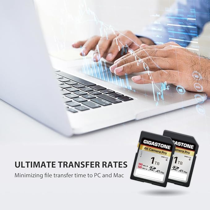 【5-Years Data Recovery】 GIGASTONE 1TB SDXC Memory Card 4K Pro Series Camera Transfer Speed Up to 150MB/s Compatible with Digital Camera, UHS-I A1 V30 Class 10 for 4K UHD Video