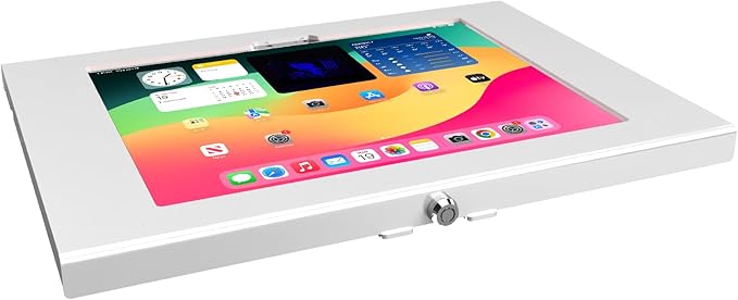 TABcare Locking Anti-Theft Metal Case for iPad Pro 13" 2024/2025 M4/M5 for Kiosk, POS, Store, Show Display, Time Clock (White)