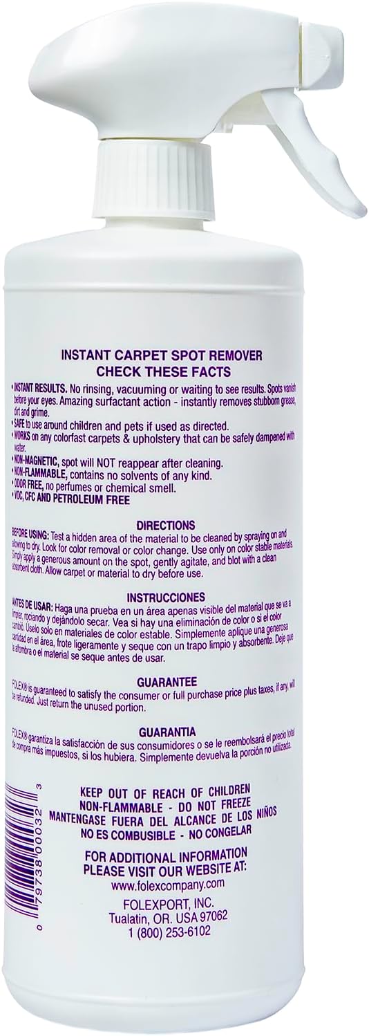 FOLEX Carpet Spot Remover & Hardwood/Floor Cleaner Bundle â Removes Pet Stains, Grease, Red Wine, Food & More â Bundle of Two 32 oz Bottles + 2 Reusable Cleaning Cloths
